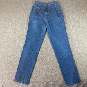 Vintage 70s Pleated Bareback Jeans Womens Size 11 Blue Denim